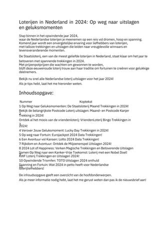 Lucky Day Uitslagen 2023 en 2024 .